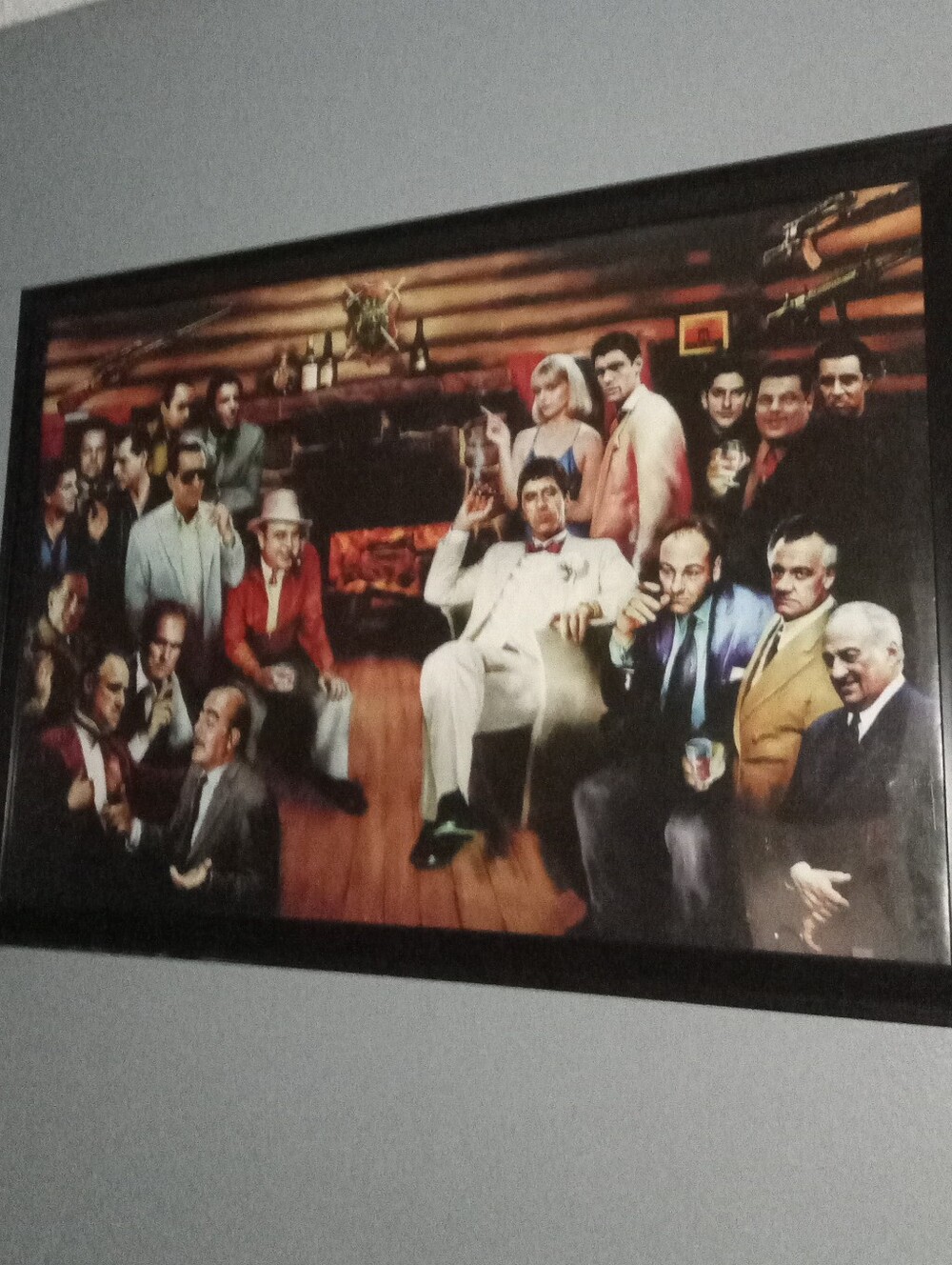 Vintage 24x36  Mafia Gathering Framed Art Print - Multicolor